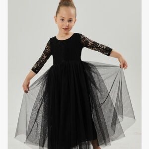 Black Lace Flower girl dress